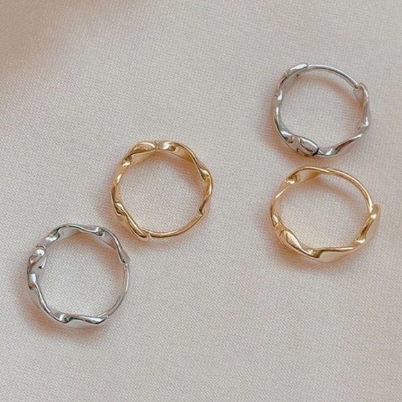 Jewelry - COPY - *NEW 925 Sterling Silver Wave Hoop Earrings